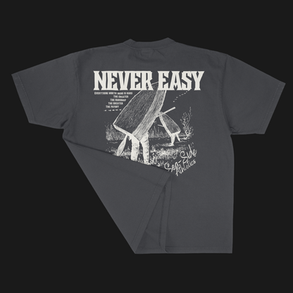 NEVER EASY “HEAVYWEIGHT” TEE IN SHADOW