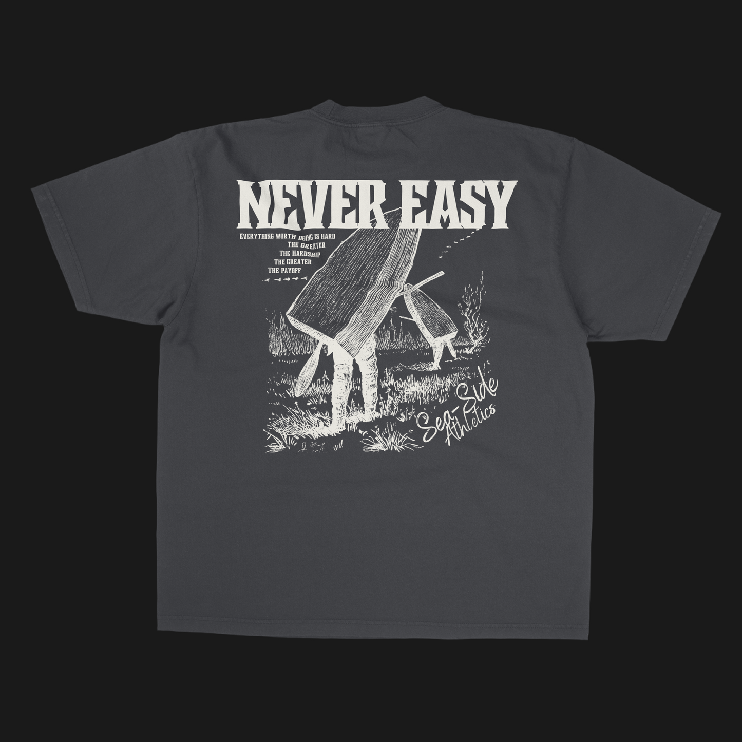 NEVER EASY “HEAVYWEIGHT” TEE IN SHADOW